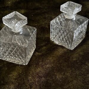 Pr vintage square diamond cut decanters
